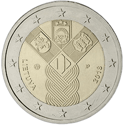 Lithuania 2018 Estonia, Latvia and Lithuania jointly issued a commemorative euro coin with a common design in 2018, celebrating the establishment of the States of Estonia and Latvia and the re-establishment of the State of Lithuania